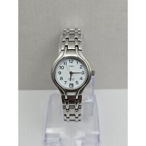 Timex Linwood Street Womens 24mm Date Watch Dainty Silver Tone New Battery
